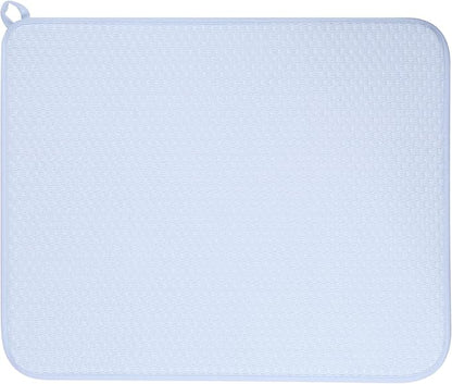 GeeRic 12 * 16 inch Microfiber Dish Drying Mat, Superb Absorbent Kitchen Dish Drying Pad, Reversible Drainboard for Countertop, Blue
