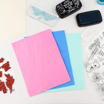 BAOFALI 12Pack Stamp Shammy Cleaning Cloth - Super Absorbent Suede Cloth for Stamp Cleaner,Glass Mat and Craft Supplies,Reusable Stamping Tool, 6x8 Inch (Pink, Blue, Green)