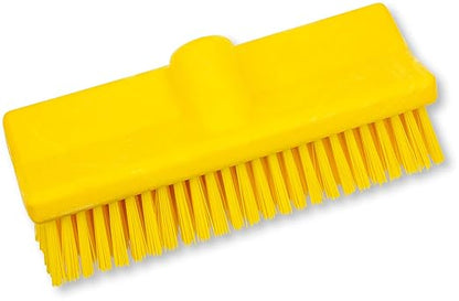 SPARTA 40423EC04 Plastic Floor Scrub Brush, Wall Brush, Equipment Brush With Nonabsorbent Bristles For Industrial Kitchens, Hospitals, Commercial Cleaning, 10 Inches, Yellow, (Pack of 2)