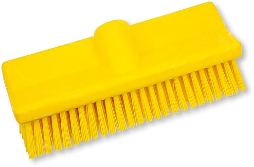 SPARTA 40423EC04 Plastic Floor Scrub Brush, Wall Brush, Equipment Brush With Nonabsorbent Bristles For Industrial Kitchens, Hospitals, Commercial Cleaning, 10 Inches, Yellow