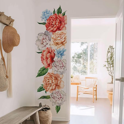 Large Peel and Stick Floral Bouquet Wall Decals Flowers Wall Stickers for Living Room Bedroom Accent Wall Decor, 16 PCS Boho Vintage Poney Garden