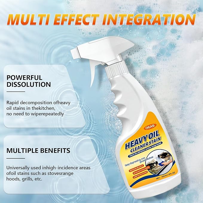 Kitchen Heavy Oil Cleaner Stain, Heavy Oil Stain Cleaner Kitchen, 300ml Multi-Purpose Cleaner - Clean Up Kitchen Oil Stains Spray, Heavy Oil Cleaner Stain for Household, Oven, Stove, Range Hood