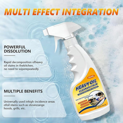 Kitchen Heavy Oil Cleaner Stain, Heavy Oil Stain Cleaner Kitchen, 300ml Multi-Purpose Cleaner - Clean Up Kitchen Oil Stains Spray, Heavy Oil Cleaner Stain for Household, Oven, Stove, Range Hood