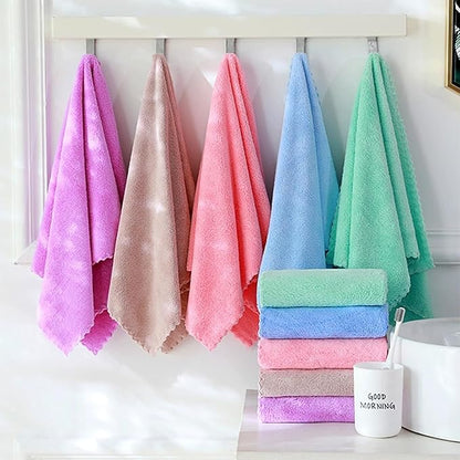 Premium Coral velvet Washcloths Set-5 Pack, Ultra Soft & Highly Absorbent Face Towels for Bath, Spa & Gym, Soft Feel Fingertip Towels Quick Drying Microfiber Hand Towel 29.5” x 13.8”Large Wash Cloths.