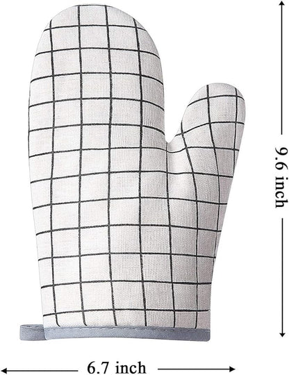 Oven Mitts and Potholders BBQ Gloves-Oven Mitts and Pot Holders with Recycled Infill Silicone Non-Slip Cooking Gloves for Cooking Baking Grilling (4-Piece Set) (White)