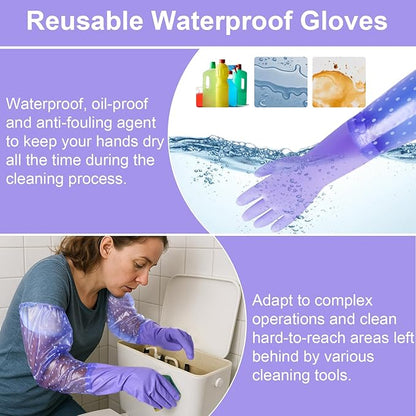 XANGNIER Long Gloves for Cleaning Bathroom,Waterproof Chemical Resistant Gloves Elbow Length,Pvc Full Arm Men & Women Reusable Glove for Gardening,Aquarium,Kitchen,Dishwashing,Household Cleaning,2pair