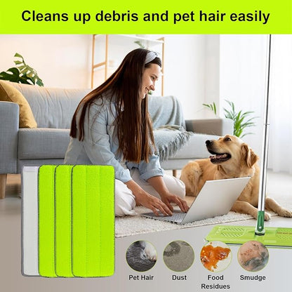 Replacement Microfiber Mop Pads for Libman Rinse 'n Wring Mop and Bucket System, Washable Reusable Wet & Dry Cleaning Refill Head for Multi-Surface Floor-12 Pack