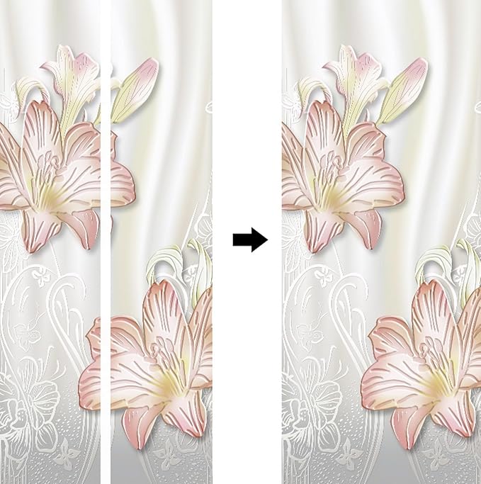 A.Monamour 3D Door Stickers for Interior Doors Lilies Floral Background Vinyl Waterproof Self Adhesive Door Mural Decals for Bedroom Office Bathroom 90x200cm