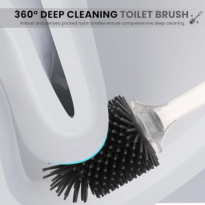 Toilet Brush & Plunger Set - Toilet Bowl Brush and Holder, Refillable Liquid Dispenser Brush - 2 in 1 Silicone Toilet Brush & Plunger Set for Bathroom