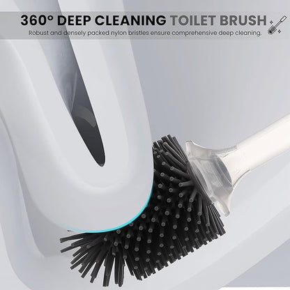 Toilet Brush & Plunger Set - Toilet Bowl Brush and Holder, Refillable Liquid Dispenser Brush - 2 in 1 Silicone Toilet Brush & Plunger Set for Bathroom