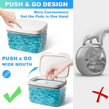 Laundry Pods Container, 1 Pack 2.96 qt. / 95 fl oz Powder Holder Dispenser for Laundry Room Organization Decor, Plastic Pod Beads Detergent Containers for Storage