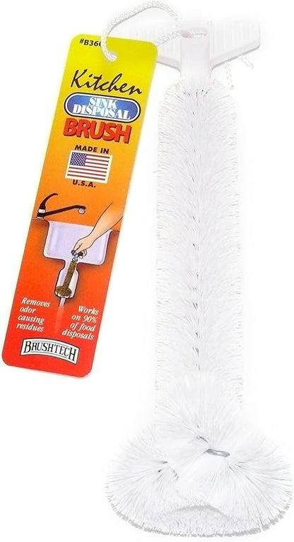 Brushtech Kitchen Sink Disposal Brush - Ergonomic T-Handle Cleaner with Rounded Bristles Designed to Remove Odor-Causing Debris from Sink Drains & Garbage Disposals - Made in USA