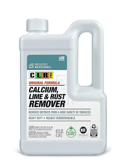 CLR PRO Calcium, Lime & Rust Remover - Quickly Removes Calcium and Lime Deposits, Stubborn Rust Stains, and Household Hard Water Deposits - 42 Ounce Bottle (Pack of 4)