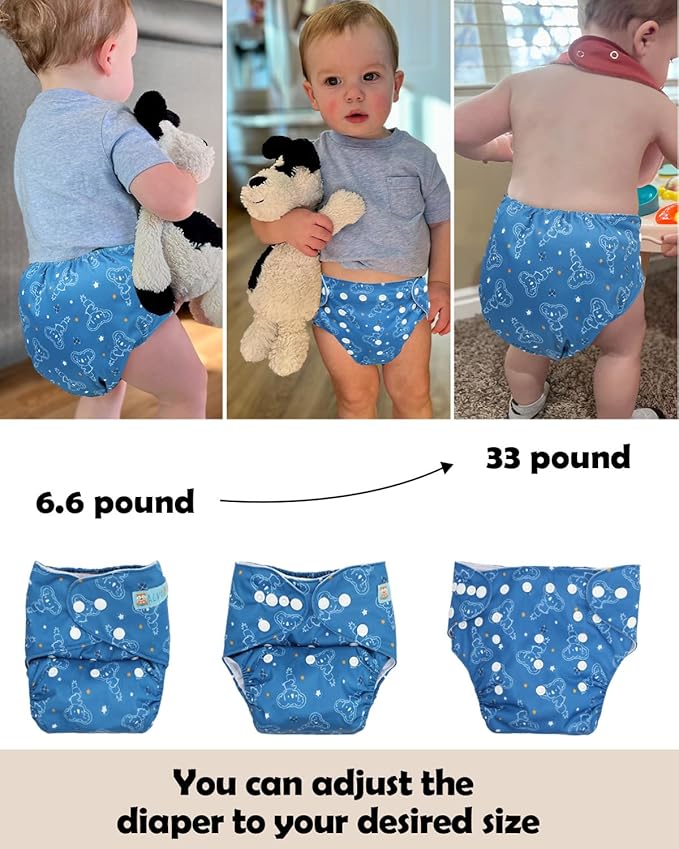 ALVABABY Baby Cloth Diapers 6 Pack with 12 Inserts Cloth Diaper Covers Adjustable Washable Reusable for Baby Girls and Boys