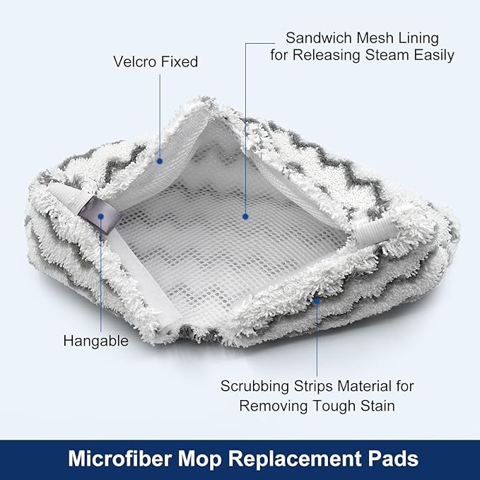 6 Pack Steam Mop Replacement Pads for Shark S3500 Series Steam Mop S3501 S3601 S3550 S3901 SE450 S3801CO S3601D S2901 S2902 Steam Pocket Mop, Reusable Heavy Scrub Steam Mop Pads for Floor Cleaning