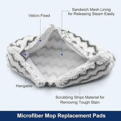 6 Pack Steam Mop Replacement Pads for Shark S3500 Series Steam Mop S3501 S3601 S3550 S3901 SE450 S3801CO S3601D S2901 S2902 Steam Pocket Mop, Reusable Heavy Scrub Steam Mop Pads for Floor Cleaning