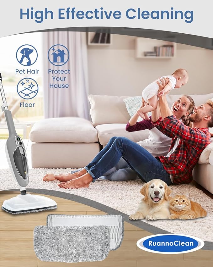Steam Mop Pads Compatible with GorFanty Steam Mop GF-6610B/GF-6610, Replacement Mop Pads Compatible With Neugo NE033/NE033M & Mxnsewr Steam Mop, Washable & Reusable Steamer Pad -2 Pack