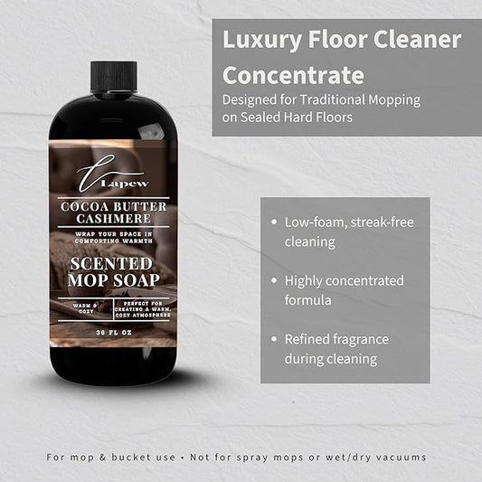 Lapew Cocoa Butter Cashmere Scented Mop Soap - Luxury Floor Cleaner Concentrate for Mopping Tile, Laminate, Vinyl & Hardwood | Streak-Free, Low-Foam | 36 oz