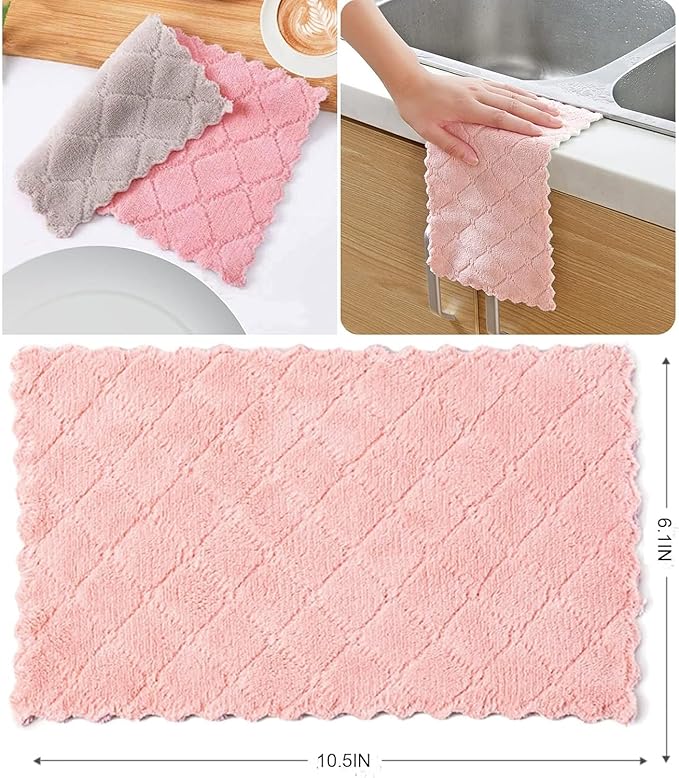 24 Pack Kitchen Cloth, Microfiber Dish Towels Washcloths, Super Absorbent Coral Velvet Dishtowels, Premium Cleaning Cloths,Non-Stick Oil Quick Dry Dish Towels, Soft Tea Towel, Table Cleaning Cloths.