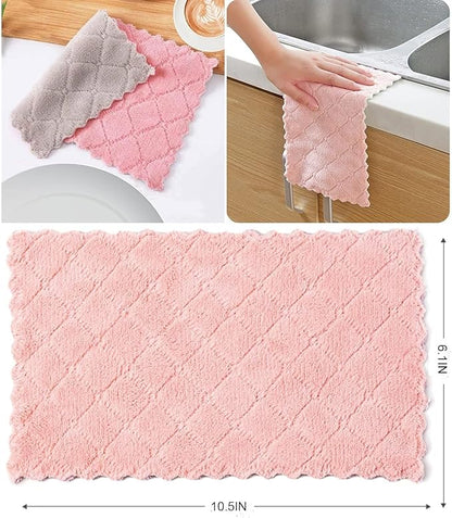 24 Pack Kitchen Cloth, Microfiber Dish Towels Washcloths, Super Absorbent Coral Velvet Dishtowels, Premium Cleaning Cloths,Non-Stick Oil Quick Dry Dish Towels, Soft Tea Towel, Table Cleaning Cloths.