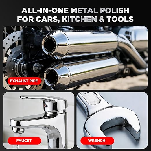 Metal Polishing Compound, WEICA Chrome Polish & Metal Restorer for Cars - Removes Rust, Oxidation & Tarnish from Aluminum, Brass, Stainless Steel - with Protective Coating