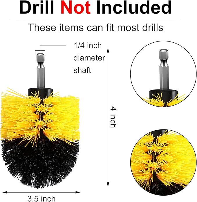 Remerry Drill Brush Nylon Drill Brush Attachment Electric Power Scrubber Scrub Attachment Multi Purpose Cleaning Supplies for Bathroom Surfaces Tub Grout Shower Kitchen Tile Auto Car