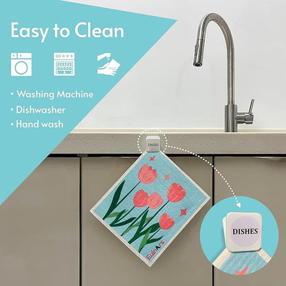 Reusable Paper Towels, Swedish Dishcloths for Kitchen 8-Pack, Non-Scratch Swedish Dish Towels, Super Absorbent Cellulose Dish Cloths, No Odor Dish Rags