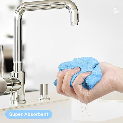 LIVOS Microfiber Cleaning Cloth Roll - 80 Pack, Reusable Paper Towels, Microfiber Towels for Cars, Super Absorbent Lint Free Cleaning Rags for House, Kitchen, Window-Light Blue, 11.5"x11.5"