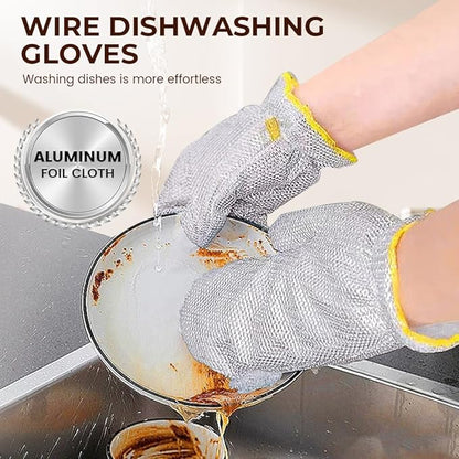 Steel Wire Dishwashing Glove, Glove for Kitchen Cleaning, Reusable Scrub Gloves