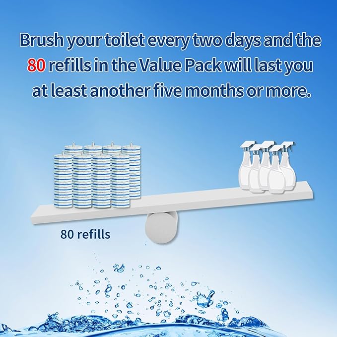 80Pcs Toilet Wand Refills for Disposable Toilet Bowl Brush Scrubber Cleaner Refill Pads,Toilet Brush Replacement Compatible Heads with Most Toilet Brushes Scrubber