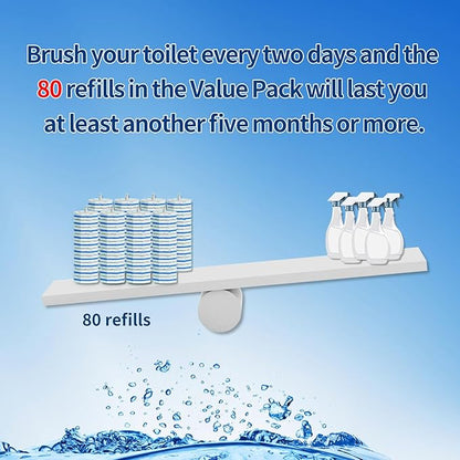 80Pcs Toilet Wand Refills for Disposable Toilet Bowl Brush Scrubber Cleaner Refill Pads,Toilet Brush Replacement Compatible Heads with Most Toilet Brushes Scrubber