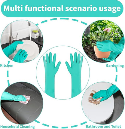 13 inch Nitrile Rubber Dishwashing Gloves 2 Pairs Waterproof, Reusable, Suitable Home Cleaning, Bathroom, Kitchen