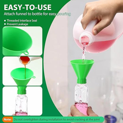Threaded Funnel Easy Fill Funnel, Twist On Empty Spray Bottle Refill Adapter Fit for Various Size Bottles Home, Car Detailing Cleaning Supply, 30% Vinegar, Kitchen, Bath, Essential Oils (24mm)