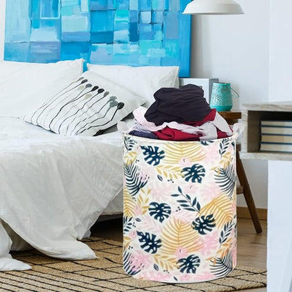 Collapsible Laundry Basket in Bedroom Waterproof Laundry Hamper in Bathroom Large Laundry Bag in College Dormitory Cloakroom Livingroom Nursery Organizer Toy Bin Golden leaf-0101