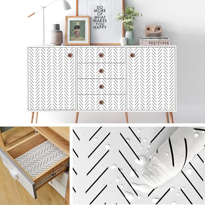 Orainege Black and White Peel and Stick Wallpaper Herringbone Contact Paper for Bathroom 17.7 in x 236.2 in Black Chevron Removable Wall Paper Peel and Stick Modern Geometric Self Adhesive Wallpaper