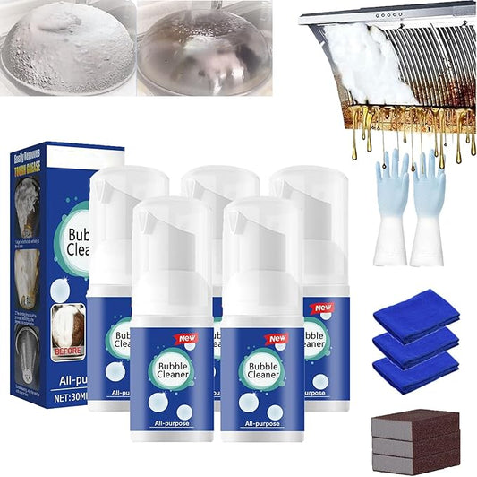 All Purpose Rinse Cleaning Foam, All-Purpose Rinse-Free Cleaning Spray, Super Foam Bubble Cleaner, Super Powerful Multi Purpose Foam Cleaner, Stain Removal Kit for Kitchen (30ml-5)