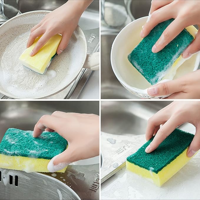 Individually Wrapped Sponges,600 Pack Sponges Individually Wrapped for Kitchen Scrub Dish Dishes Dishwashing Cleaning Non Scratch Scrubber Bulk Case - Small Mini