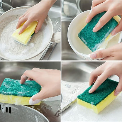 Individually Wrapped Sponges,600 Pack Sponges Individually Wrapped for Kitchen Scrub Dish Dishes Dishwashing Cleaning Non Scratch Scrubber Bulk Case - Small Mini