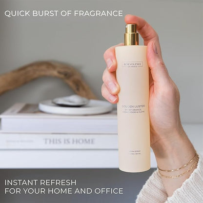 Orange, Cedarwood & Clove Room Spray | Benevolence LA Golden Luster | 3.4oz | Home, Pillow & Linen Fragrance Spray | Low VOC, No Alcohol | Malibu Sands Collection