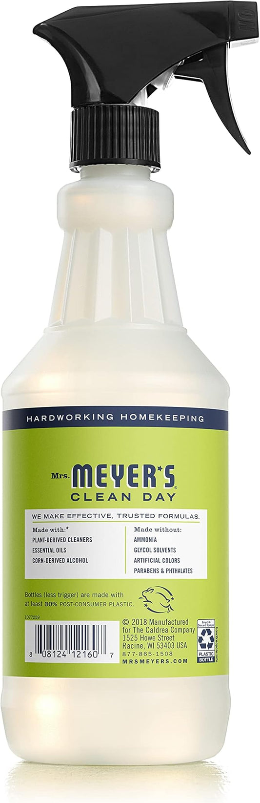 MRS. MEYER'S CLEAN DAY Mirror & Window Cleaner, Great for Indoor & Outdoor Glass Surfaces, Lemon Verbena, 24 Fl Oz