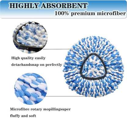 Mop Heads Replacement for O-Ceda Easy Wrin Spin Mop, Microfiber Spin Mop Refills, 4 Packs Mop Head Replacement Easy Cleaning Machine Washable