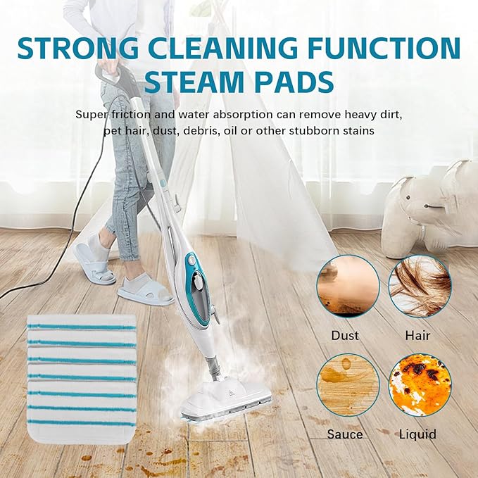 Steam Mop Pads Compatible with Black+Decker Steam Mop SM1600, SM1610, SM1620, HSM13E1, HSMC1300FX, HSMC1321, HSMC1361SG SMP20 - Washable Pads Replacement for Floor Cleaning - 12Pack