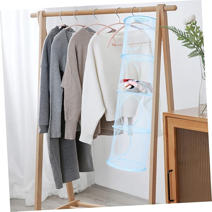 1pc Ventilated Drying Basket Space-saving Clothes Organizer Capacity and Four Compartments for Laundry and Toy Storage