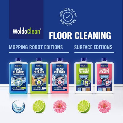 WoldoClean Robot Floor Cleaner Liquid 25.36 fl.oz - Fresh Scent & Anti-Clog, Compatible with Roborock, Dreame, Roomba, Tineco, Daily Use Concentrate