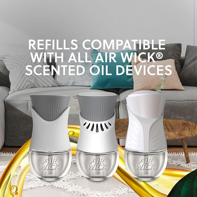 Air Wick Plug In Scented Oil Refill, Infused with Essential Oils, Plug In Air Fresheners for Home, Calming Sea Spray & Breeze, 5 ct
