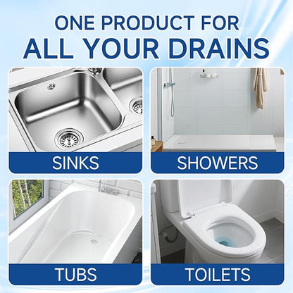 Drain Clog Remover for Sink & Shower, Dissolves Hair, Grease, Soap Scum & Paper, Powerful Bleach-Free Drain Cleaner Powder, 6 Pre-Measured Treatments for Bathroom & Kitchen