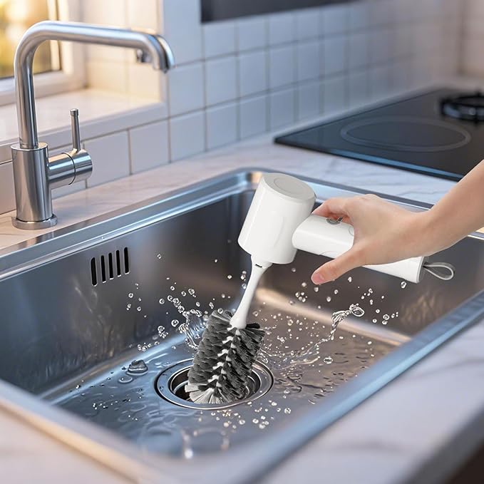 Electric Spin Scrubber - Cordless Handheld Cleaning Brush with 2 Speeds & 4 Brush Heads, Rechargeable 1500mAh Battery for Kitchen Sink, Bathroom Tile, Stovetop, Glass, Car Detailing