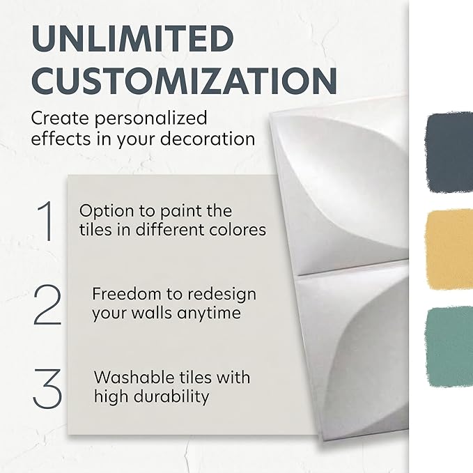 3D PVC Wall Panels - Peel and Stick, Waterproof & Lightweight, Self-Adhesive Wall Decor for Living Room & Bedroom - 9.8x9.8 Inches (33-Pack)