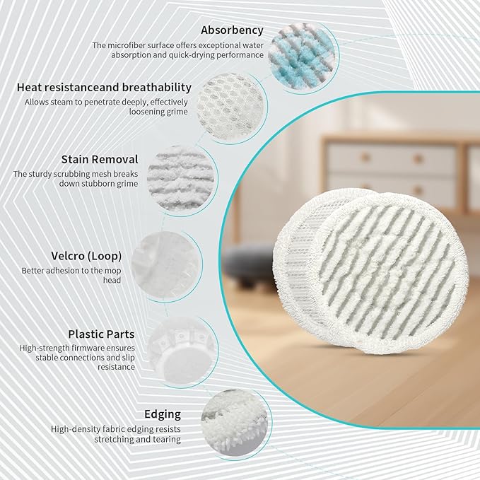 8 Pack Replacement Steam Mop Pads for Shark with 1 Laundry Bag, Fits S8201, S8001, S7001, S7201, S7000AMZ, S7005, S7020, S7001C Washable, Durable Steam and Scrub Pads for All Floors