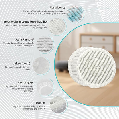 8 Pack Replacement Steam Mop Pads for Shark with 1 Laundry Bag, Fits S8201, S8001, S7001, S7201, S7000AMZ, S7005, S7020, S7001C Washable, Durable Steam and Scrub Pads for All Floors